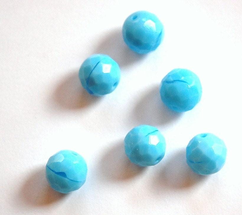 Vintage Light Blue Faceted Beads Germany  grm035B