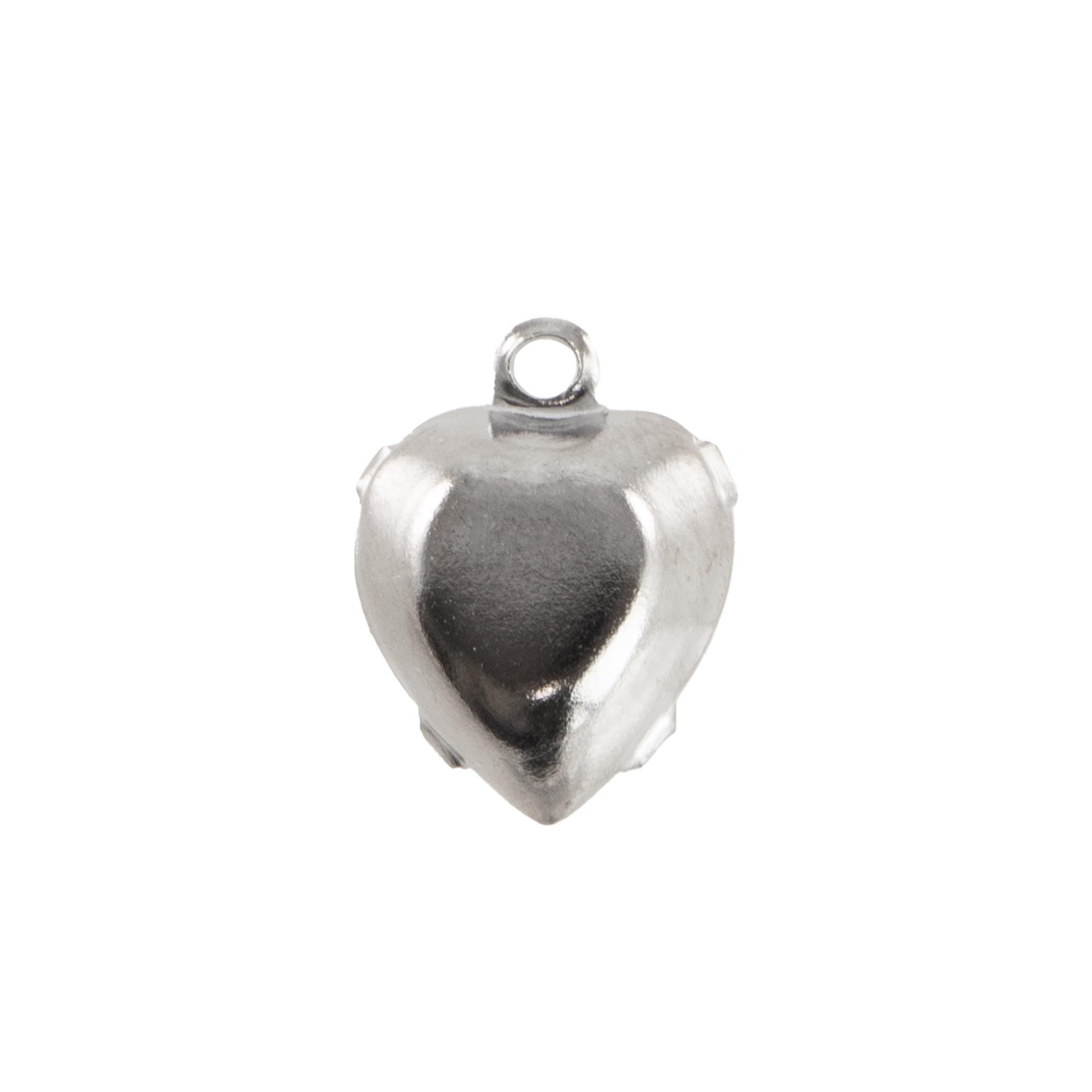 9x8mm Smoky Topaz Faceted Glass Heart Stone in 1 Loop Closed Back Setting