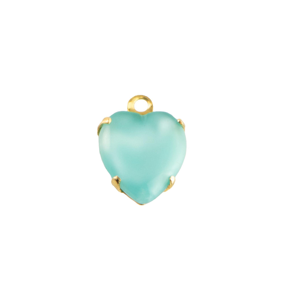 9x8mm Aqua Moonglow Glass Heart Stone in 1 Loop Closed Back Setting
