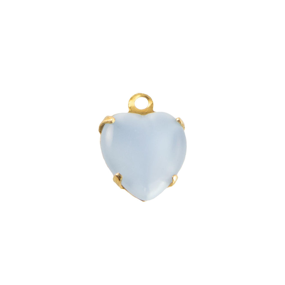 9x8mm Blue Moonglow Glass Heart Stone in 1 Loop Closed Back Setting