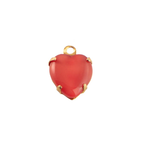 9x8mm Red Moonglow Glass Heart Stone in 1 Loop Closed Back Setting