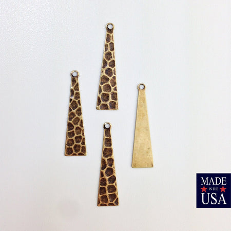 Hammered Brass Ox Narrow Triangle with Loop Pendant Drops (8) mtl412D