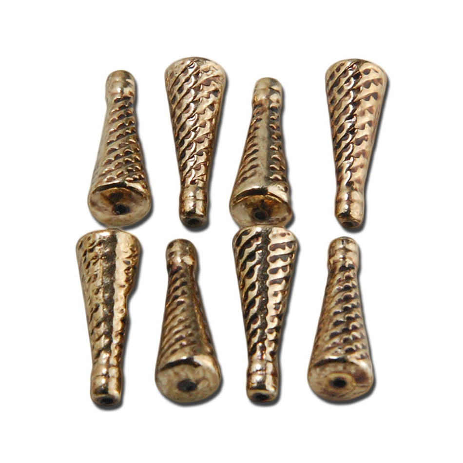 Antiqued Gold Tone Cone Acrylic Beads 25x9mm (8) bds1010A