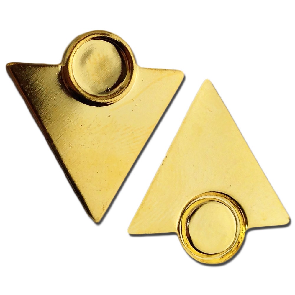 No Loop Gold Plated Triangle Drops Charms with 7mm Setting (6) mtl066G