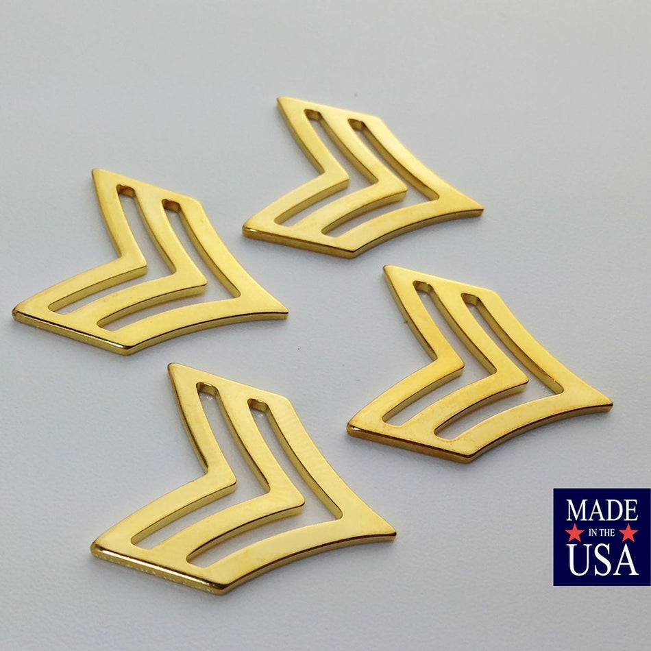 Gold Plated 2 Bar Chevron V Pendant Findings (4) mtl384D