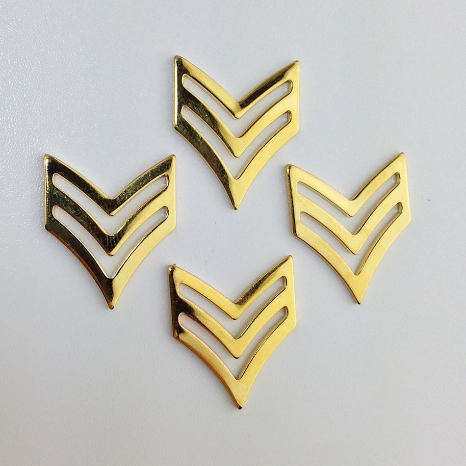 Gold Plated 2 Bar Chevron V Pendant Findings (4) mtl384D