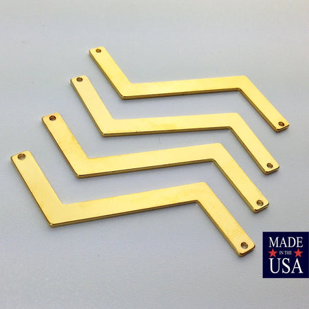 2 Hole Gold Plated Z Shaped Zigzag Connector Pendants (4) mtl269G