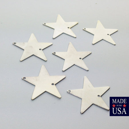 2 Hole Silver Plated Flat Star Connector Pendant (6) mtl161C