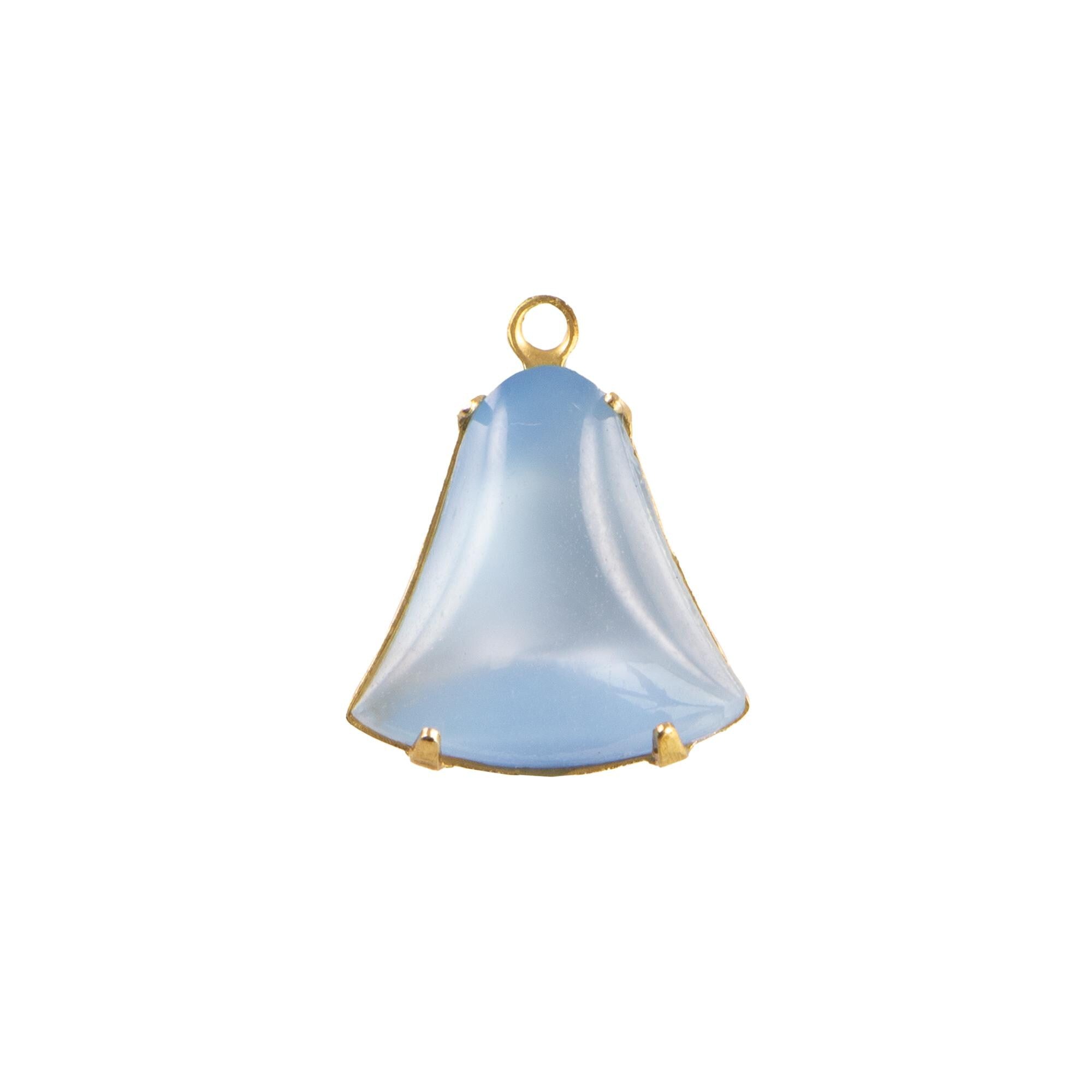 12mm Sapphire Moonglow Glass Bell Stone in 1 Loop Setting