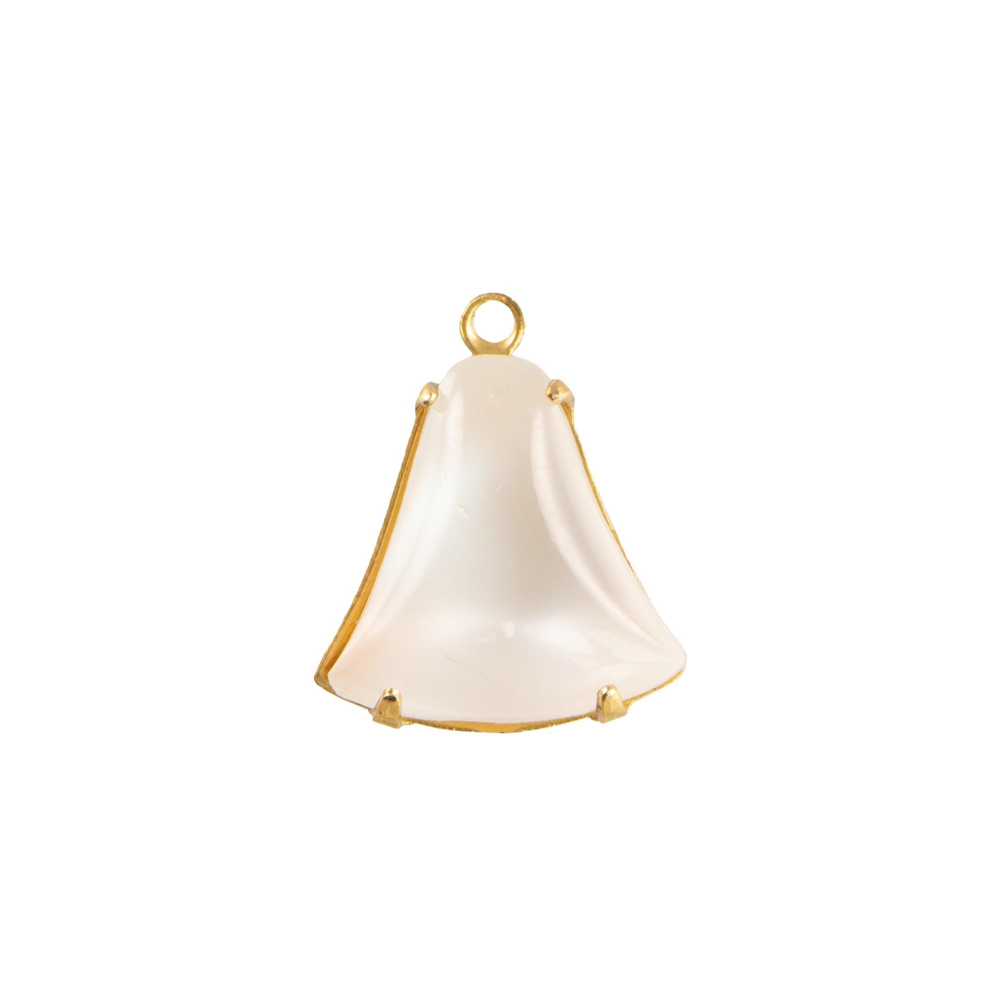 12mm White Moonglow Glass Bell Stone in 1 Loop Setting