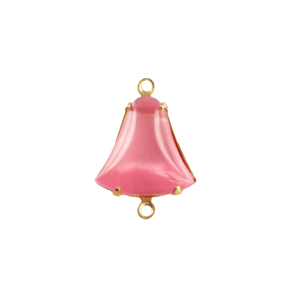12mm Pink Moonglow Glass Bell Stone in 2 Loop Setting