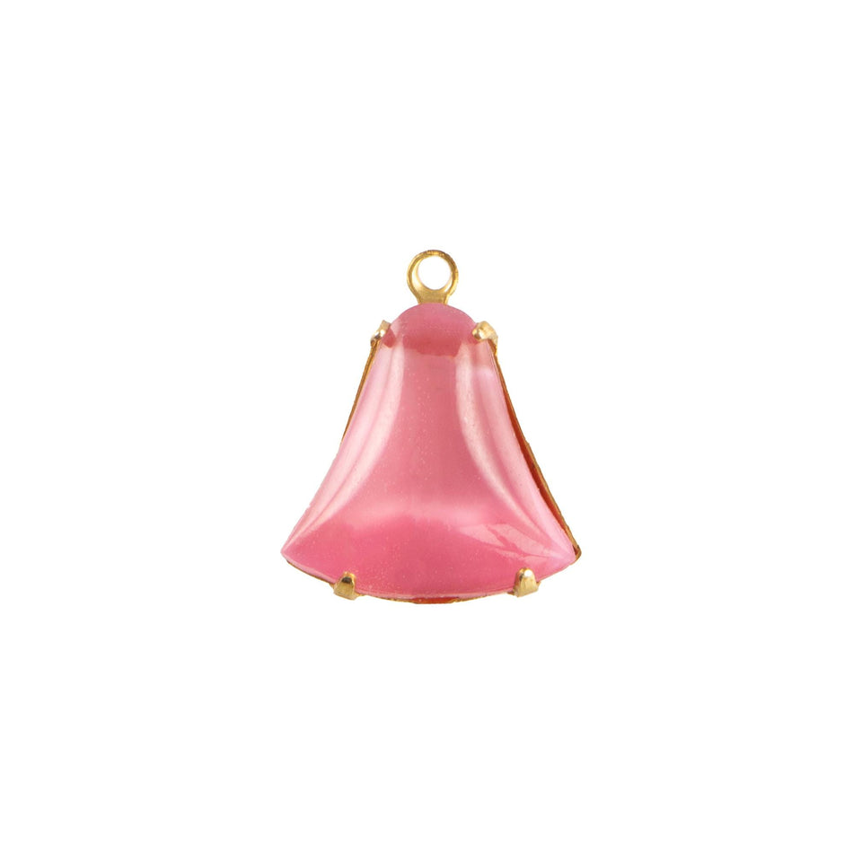 12mm Pink Moonglow Glass Bell Stone in 1 Loop Setting
