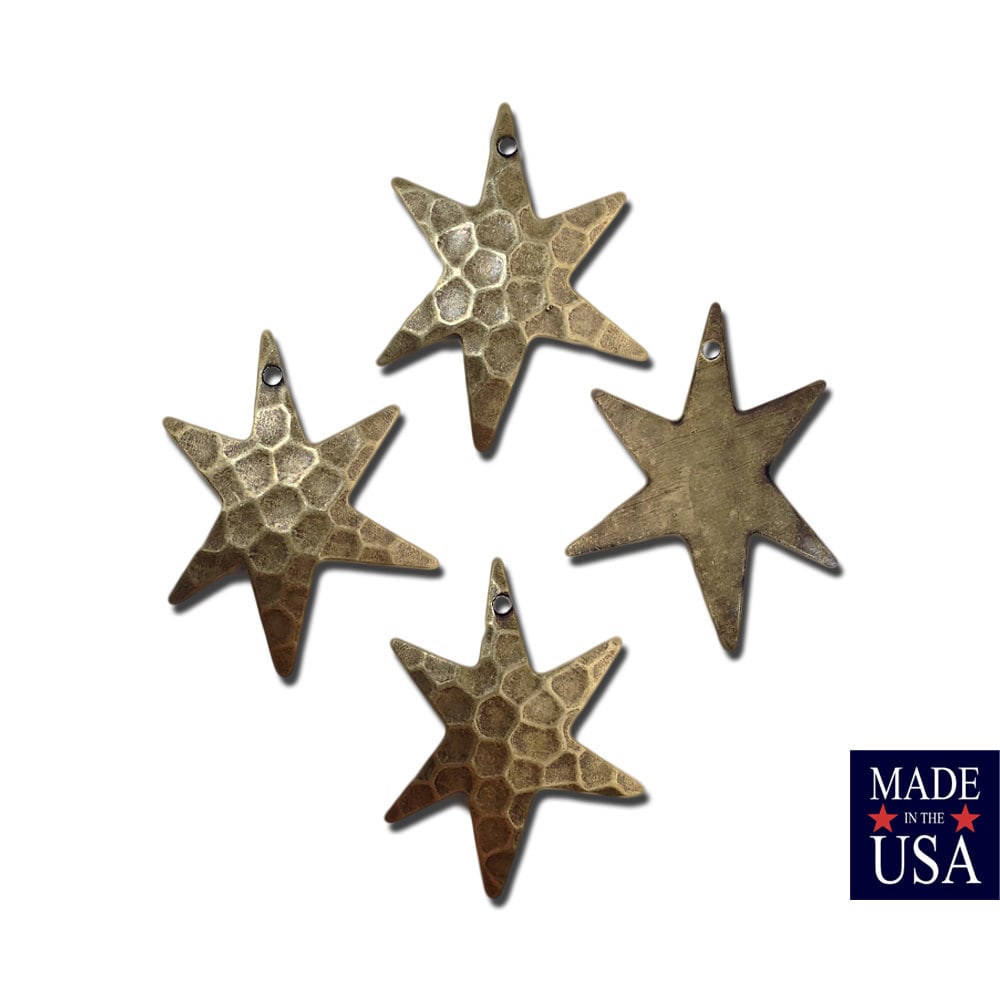 1 Hole Hammered Brass Ox Star Pendant Drops (4) mtl411C