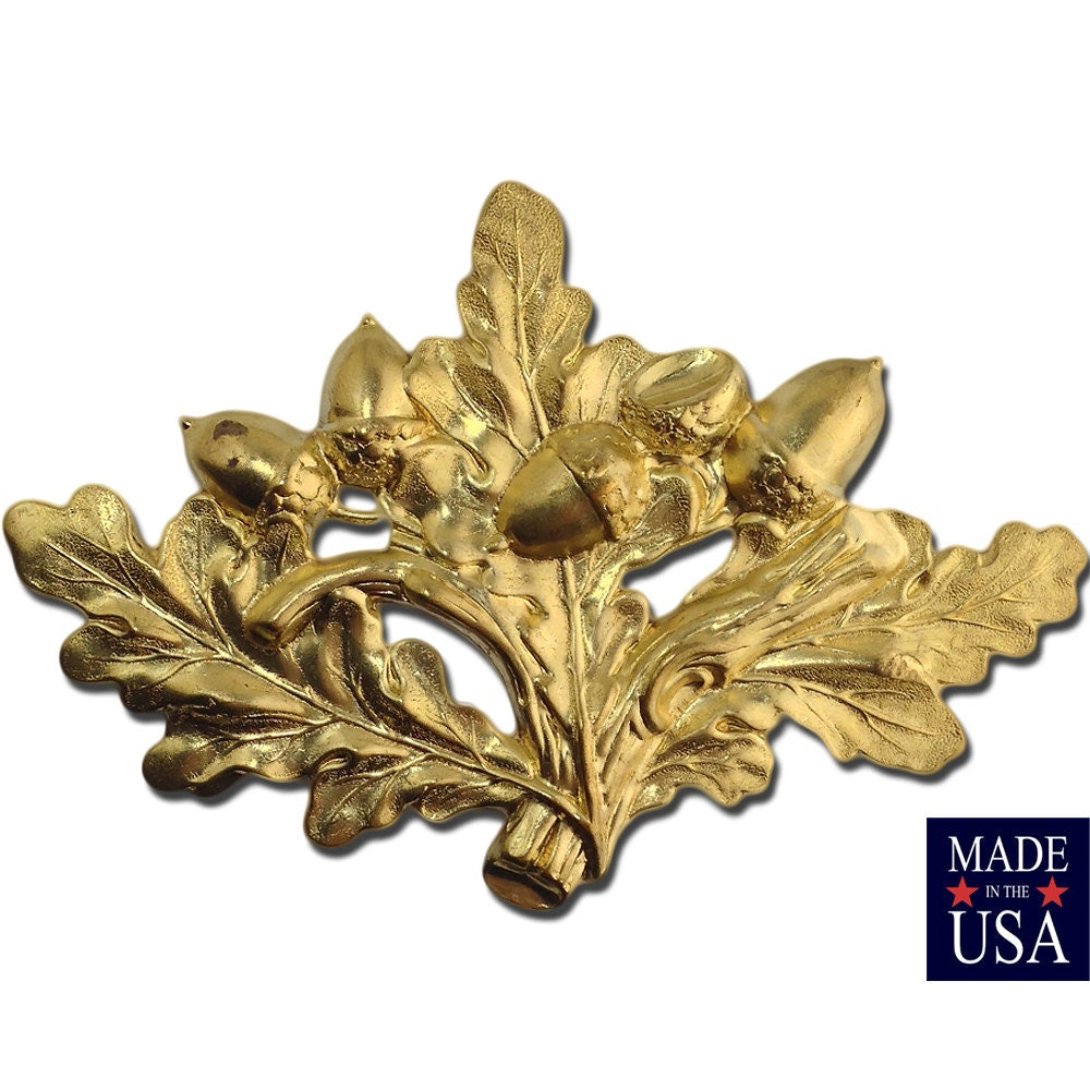 Gold Plated Large Acorn and Leaves Stamping 127x86mm (1)