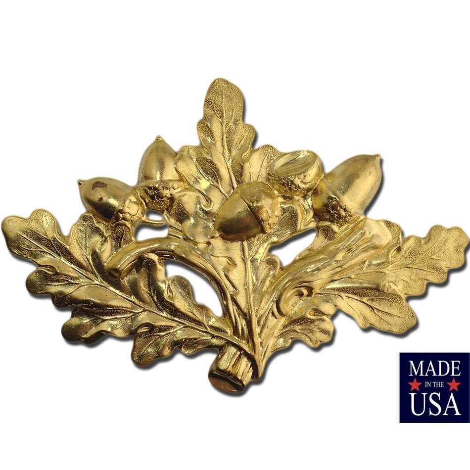 Gold Plated Large Acorn and Leaves Stamping 127x86mm (1)