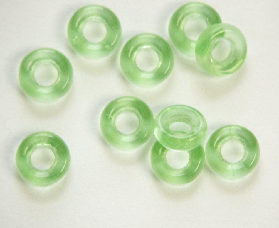 9mm Peridot Czech Pressed Glass Rings (20)