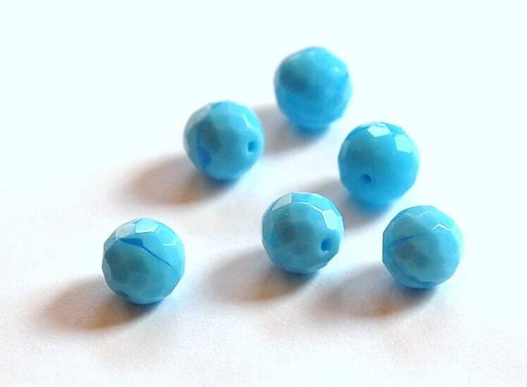 Vintage Light Blue Faceted Beads Germany  grm035B