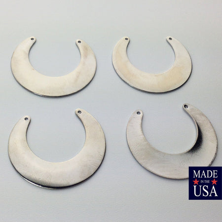 2 Hole Silver Plated Crescent Open Circle Pendant Drop 32mmx30mm (4) mtl318D