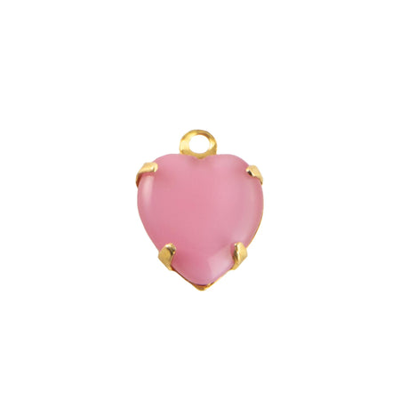 9x8mm Pink Moonglow Glass Heart Stone in 1 Loop Closed Back Setting