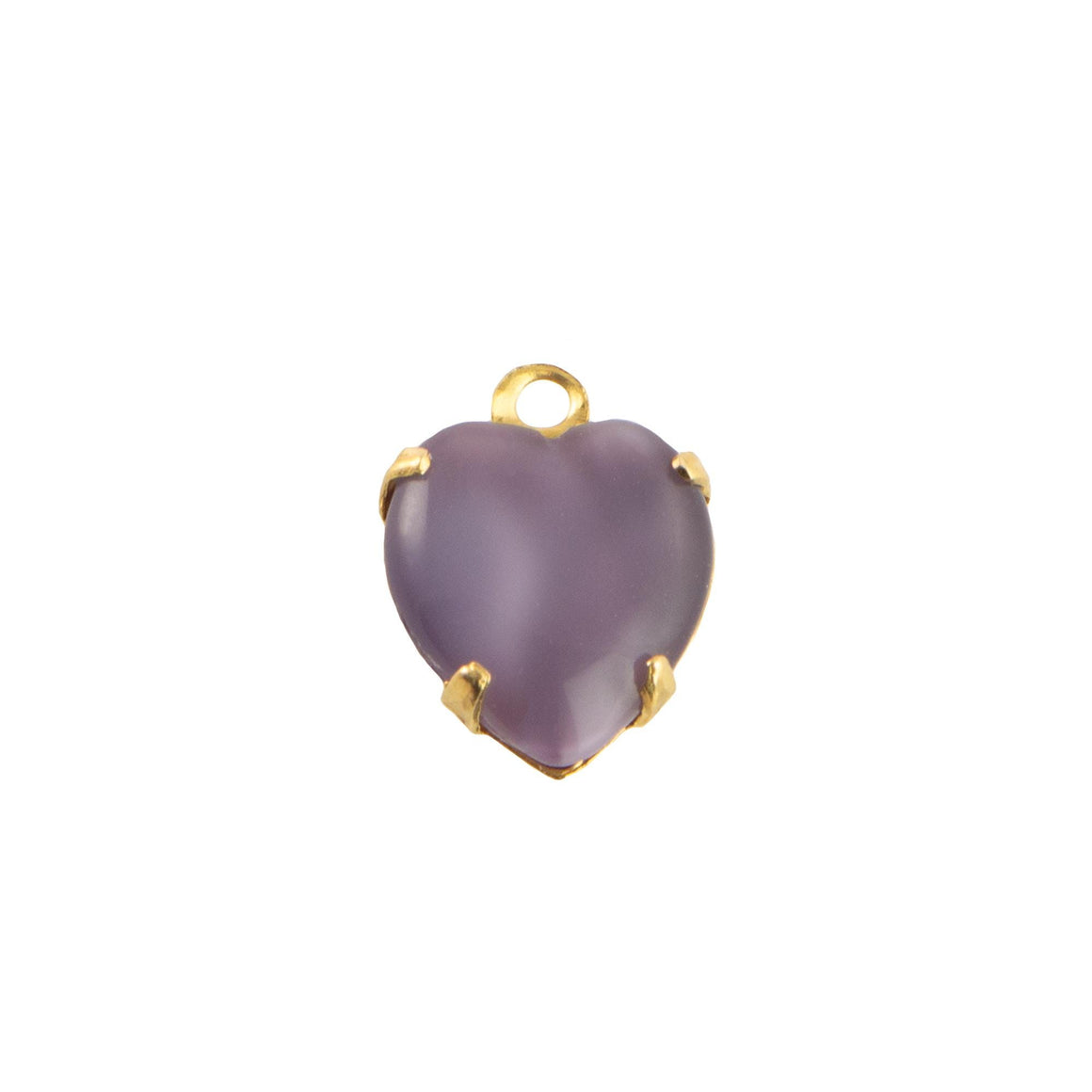 9x8mm Amethyst Moonglow Glass Heart Stone in 1 Loop Closed Back Setting
