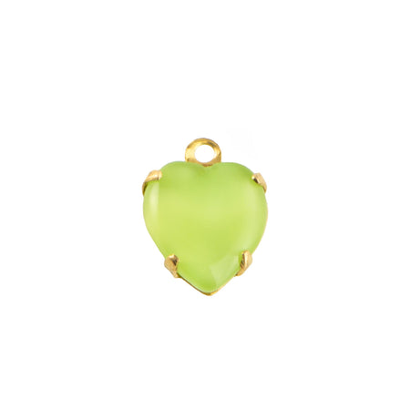 9x8mm Light Green Moonglow Glass Heart Stone in 1 Loop Closed Back Setting