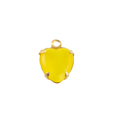 9x8mm Yellow Moonglow Glass Heart Stone in 1 Loop Closed Back Setting