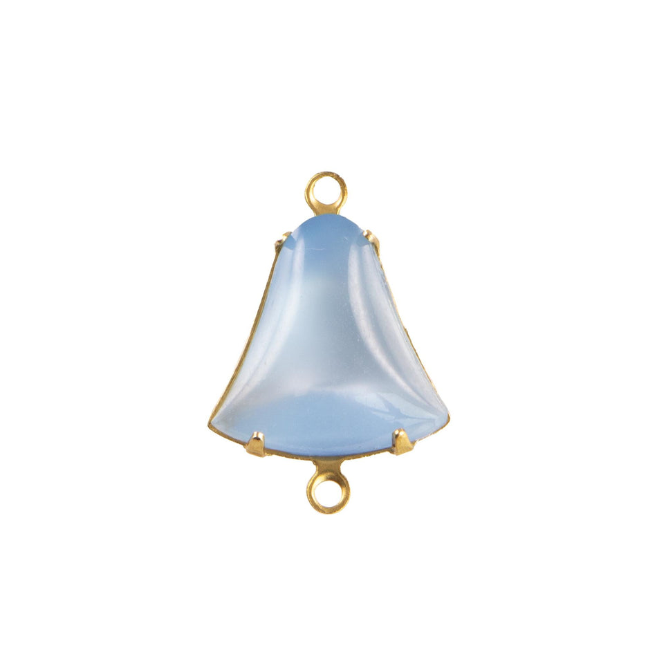 12mm Sapphire Moonglow Glass Bell Stone in 2 Loop Setting