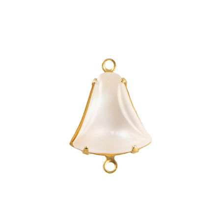 12mm White Moonglow Glass Bell Stone in 2 Loop Setting