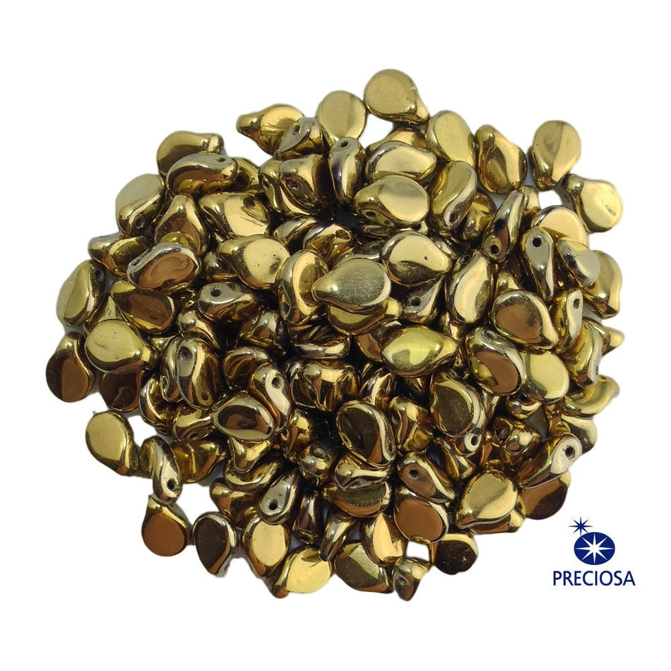 7x5mm Gold Preciosa Czech Pip Glass Beads (50)