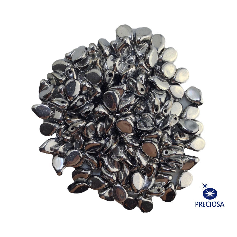 7x5mm Silver Preciosa Czech Pip Glass Beads (50)