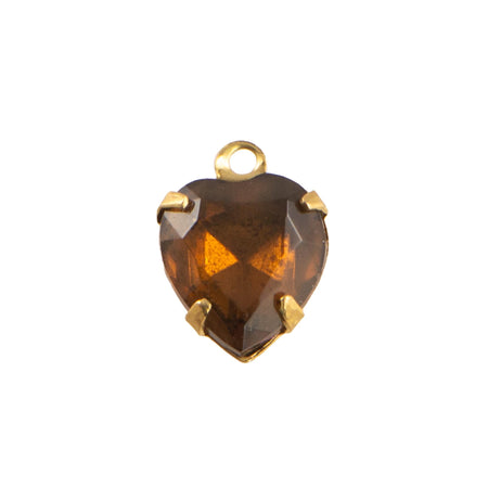 9x8mm Smoky Topaz Faceted Glass Heart Stone in 1 Loop Closed Back Setting