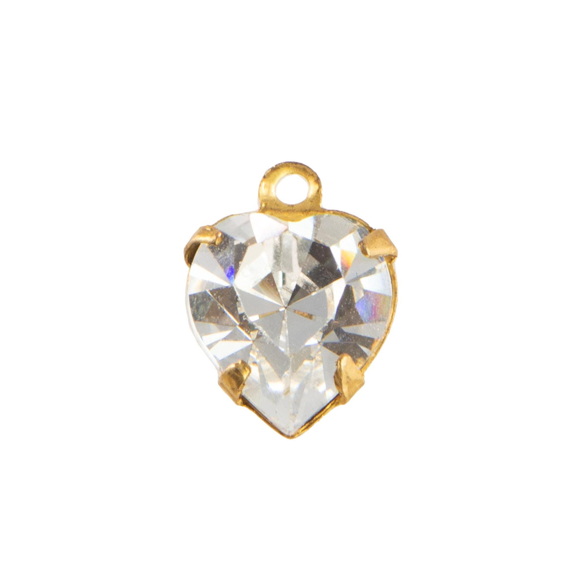 9x8mm Crystal Faceted Glass Heart Stone in 1 Loop Closed Back Setting