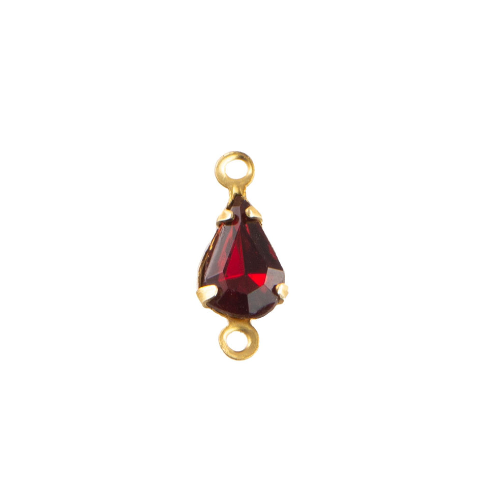 8x4mm Ruby Faceted Glass Teardrop Stone in 2 Loop Setting