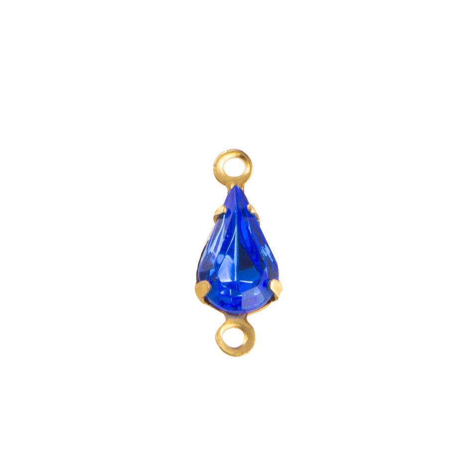8x4mm Sapphire Faceted Glass Teardrop Stone in 2 Loop Setting