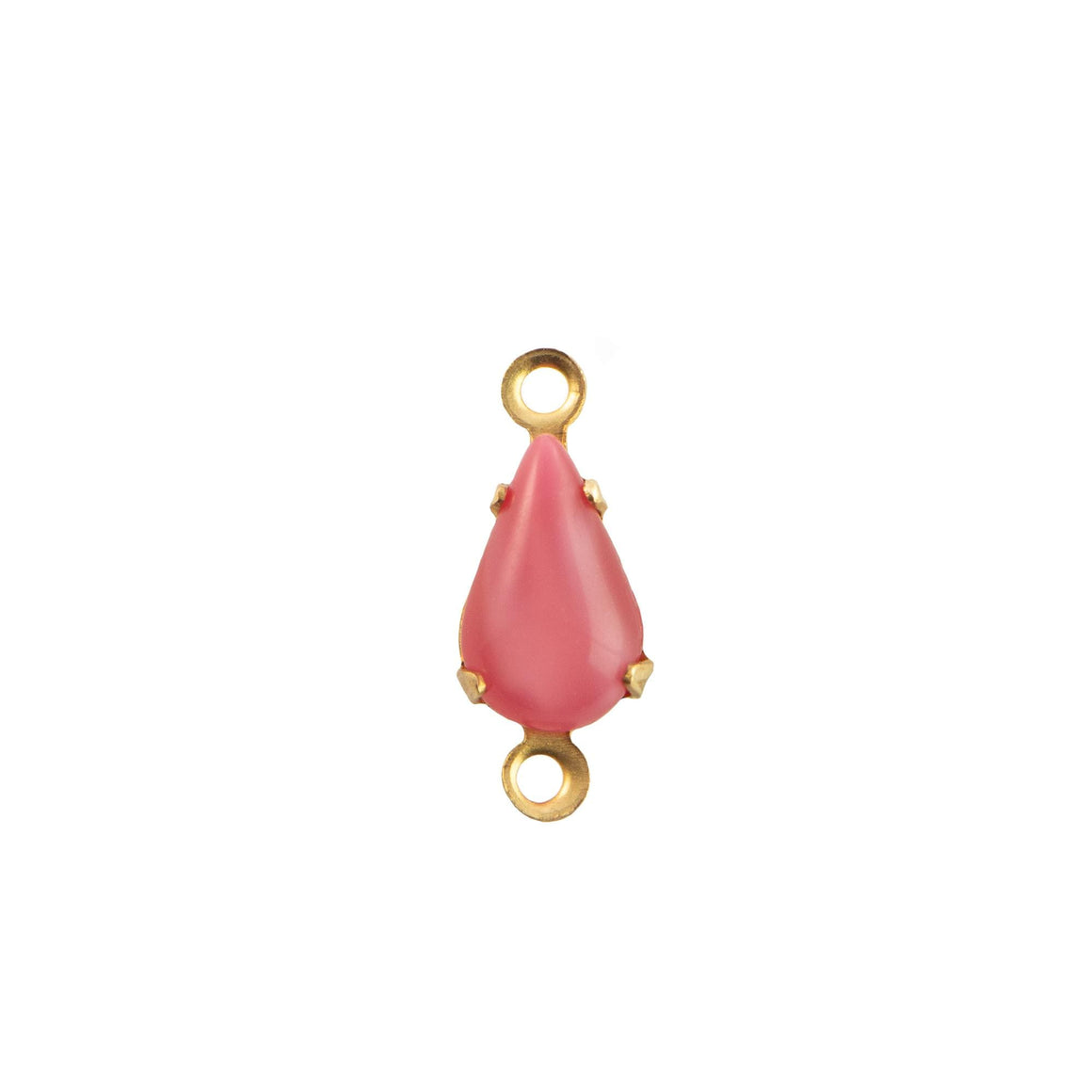 8x4mm Pink Moonglow Glass Teardrop Stone in 2 Loop Setting