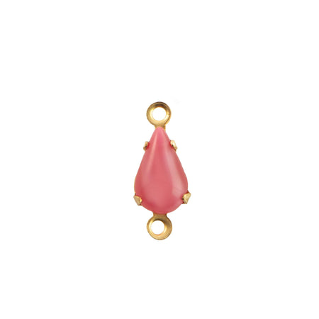 8x4mm Pink Moonglow Glass Teardrop Stone in 2 Loop Setting