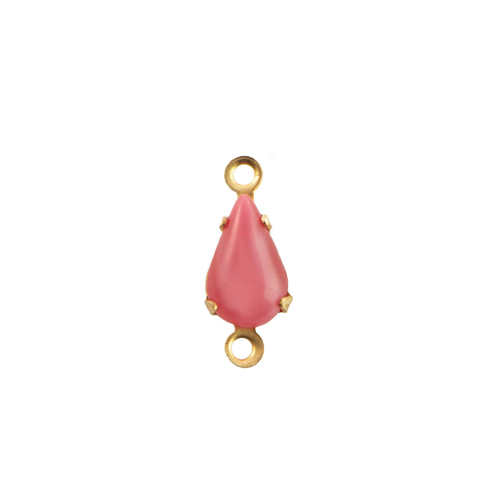 8x4mm Pink Moonglow Glass Teardrop Stone in 2 Loop Setting