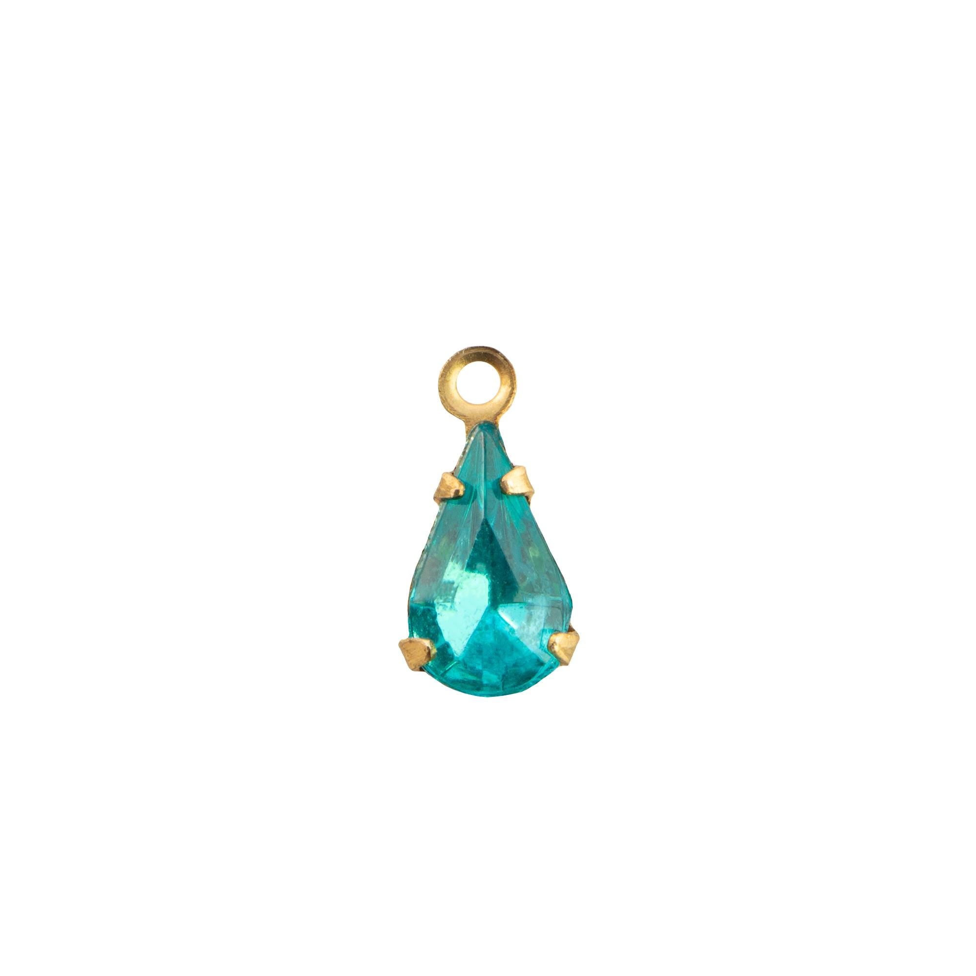 8x4mm Aquamarine Faceted Glass Teardrop Stone in 1 Loop Setting