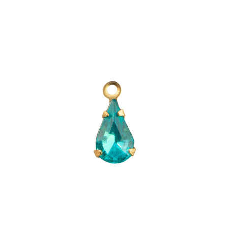8x4mm Aquamarine Faceted Glass Teardrop Stone in 1 Loop Setting