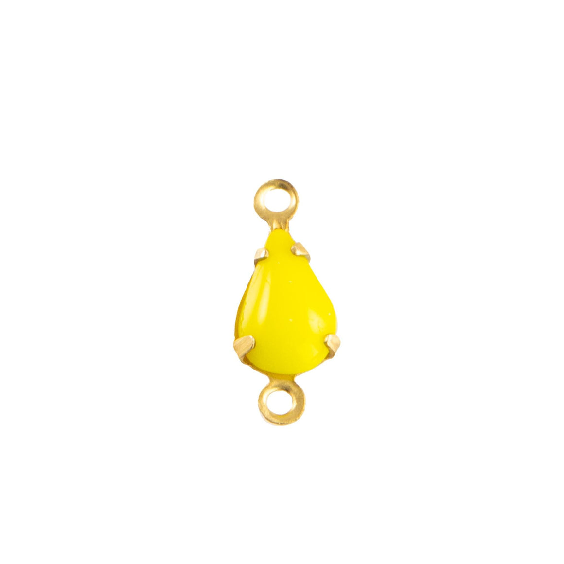 8x4mm Opaque Yellow Glass Teardrop Stone in 2 Loop Setting