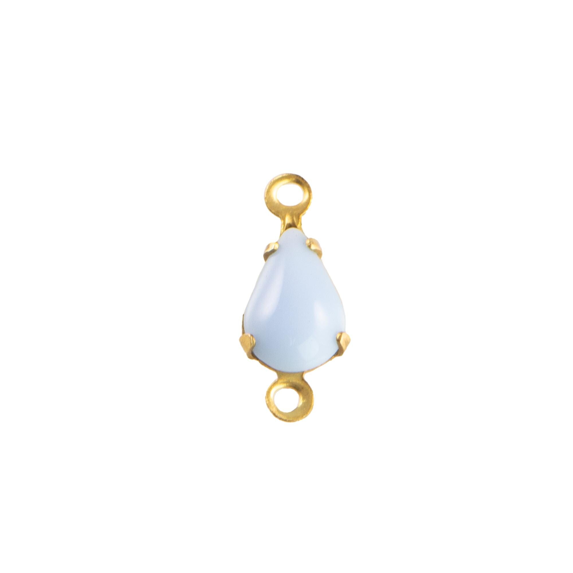 8x4mm Opaque Periwinkle Glass Teardrop Stone in 2 Loop Setting