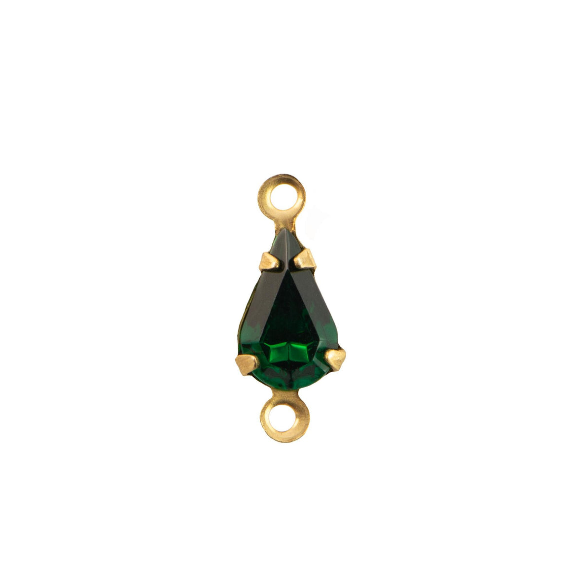 8x4mm Emerald Faceted Glass Teardrop Stone in 2 Loop Setting