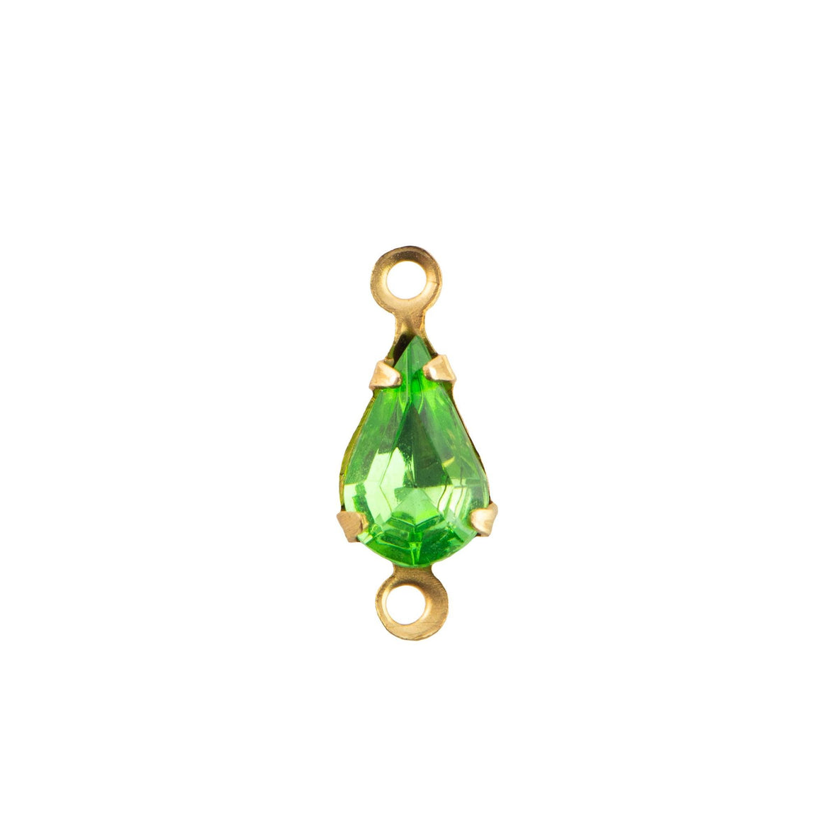 8x4mm Peridot Faceted Glass Teardrop Stone in 2 Loop Setting