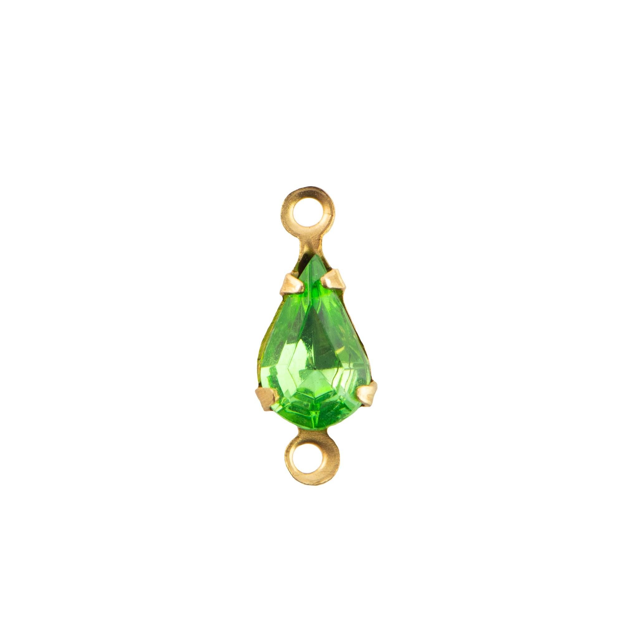 8x4mm Peridot Faceted Glass Teardrop Stone in 2 Loop Setting