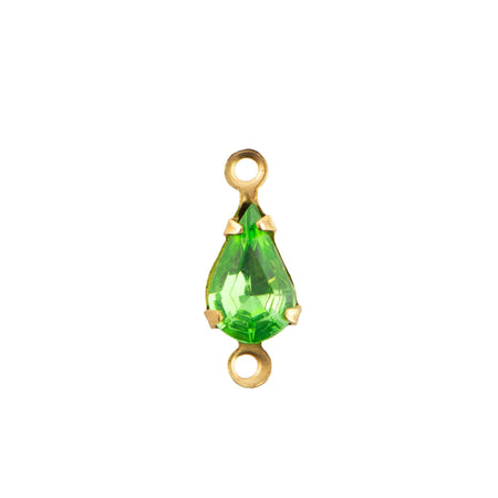 8x4mm Peridot Faceted Glass Teardrop Stone in 2 Loop Setting