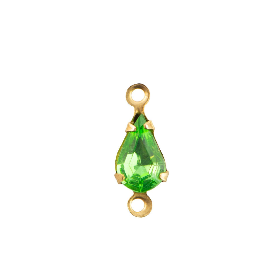 8x4mm Peridot Faceted Glass Teardrop Stone in 2 Loop Setting