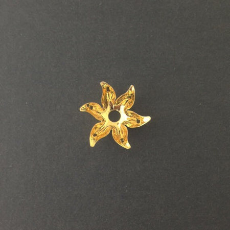 Gold Plated 6 Petal Flower Bead Cap (8) mtl071B