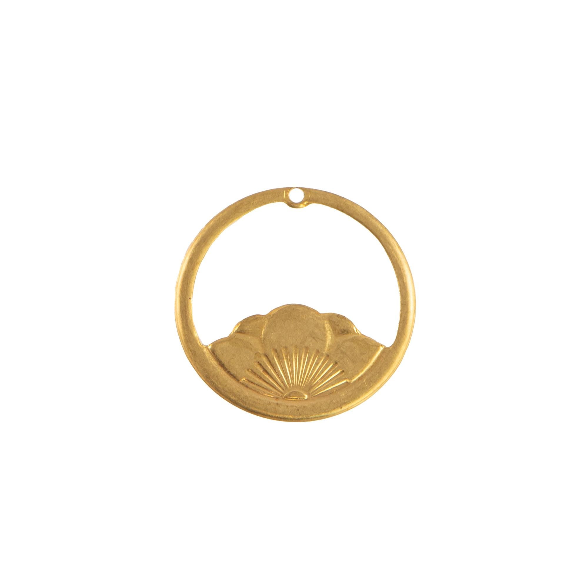 Small Brass Lotus Flower Hoops Charms 20mm (4)