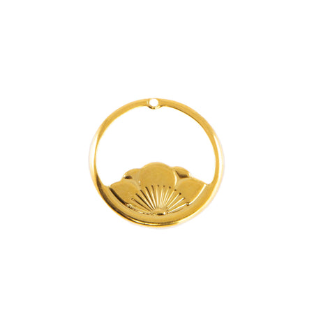Small Brass Lotus Flower Hoops Charms 20mm (4)