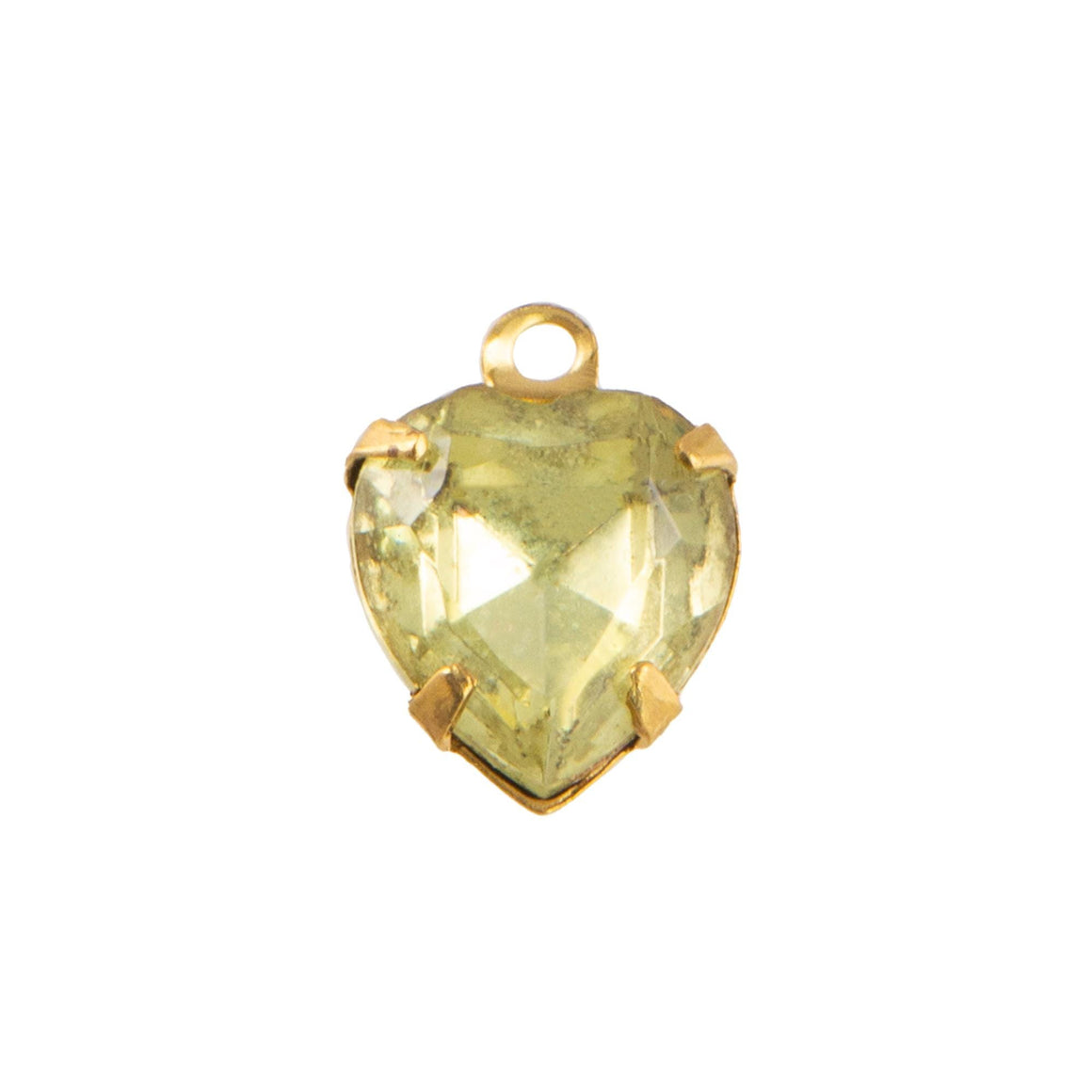 9x8mm Jonquil Faceted Glass Heart Stone in 1 Loop Closed Back Setting
